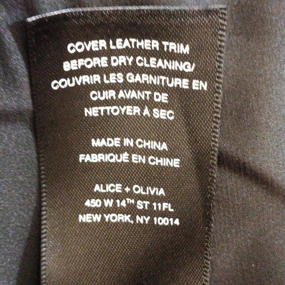 Alice + Olivia Jacket Sz SP Black LAMB LEATHER TRIM Puff Quilted Blazer Regency - Picture 13 of 16